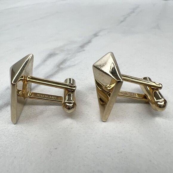 Hickok USA Vintage Gold Tone Pyramid Cufflinks - Picture 3 of 6